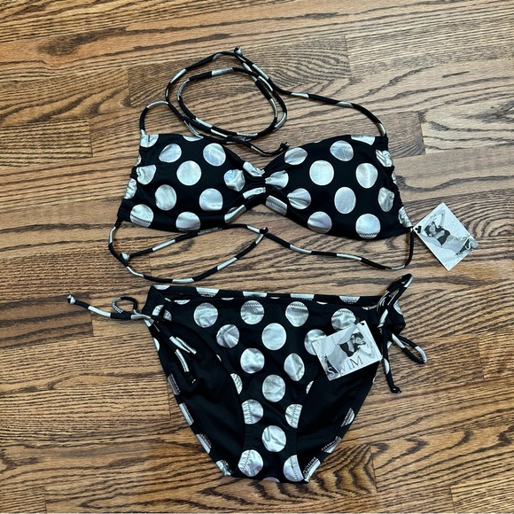 Victoria's Secret Other - Victoria’s Secret NWT medium adjustable halter triangle bikini polka dot
